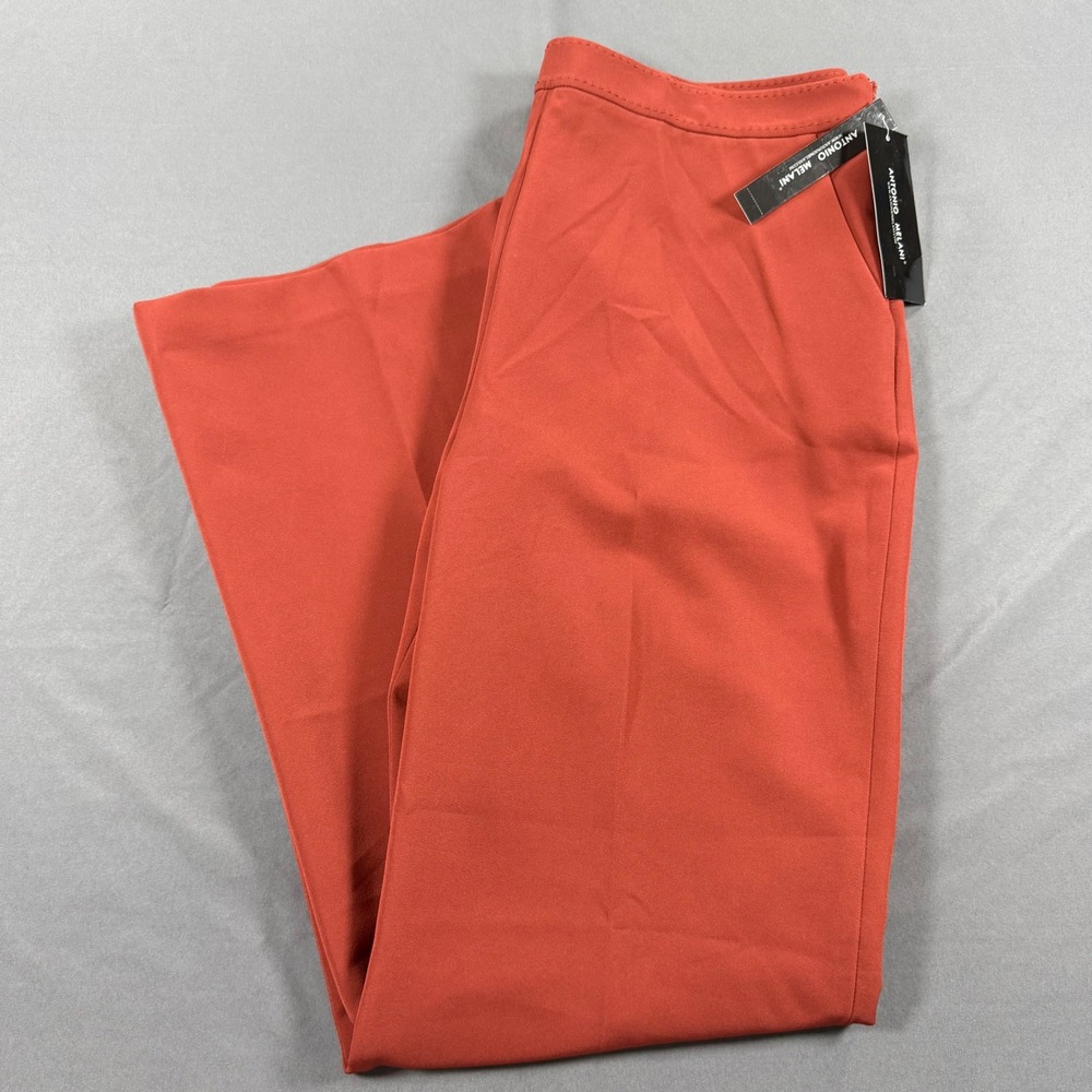 Antonio Melani Luisa Pant Red Ochre Wide Leg Crepe Trousers Size 14 NWT 99AMM530